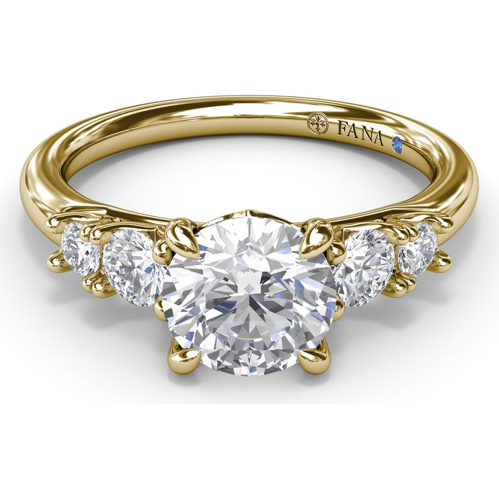 Engagement Ring Setting with Round Side Stones and Peek-A-Boo Diamond by Fana - 0.36 Carat Total Diamond Weight