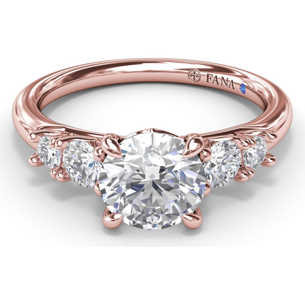 Engagement Ring Setting with Round Side Stones and Peek-A-Boo Diamond by Fana - 0.36 Carat Total Diamond Weight