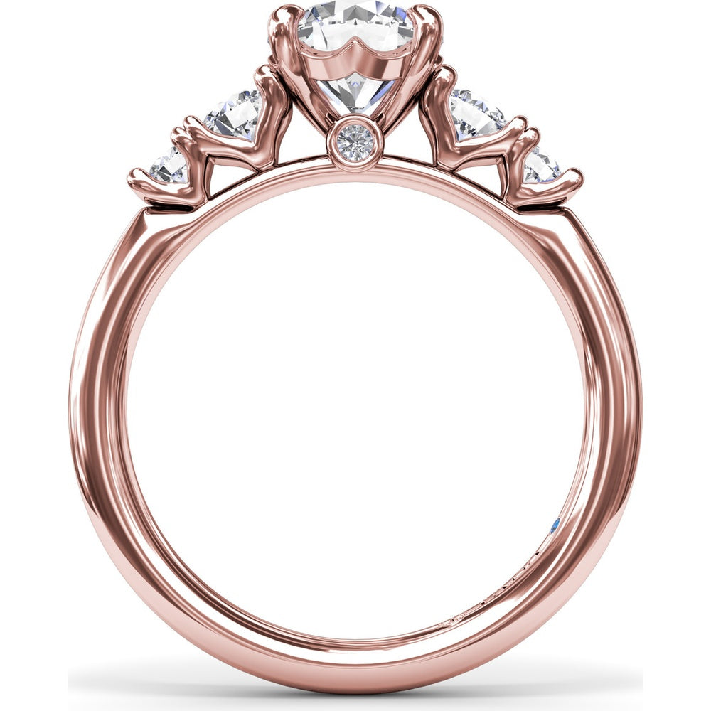 Engagement Ring Setting with Round Side Stones and Peek-A-Boo Diamond by Fana - 0.36 Carat Total Diamond Weight