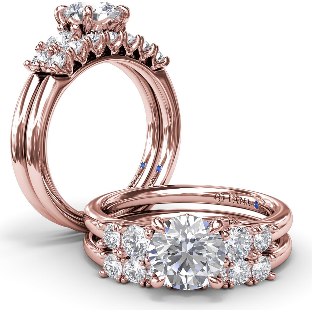 Engagement Ring Setting with Round Side Stones and Peek-A-Boo Diamond by Fana - 0.36 Carat Total Diamond Weight
