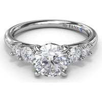 Engagement Ring Setting with Round Side Stones and Peek-A-Boo Diamond by Fana - 0.36 Carat Total Diamond Weight