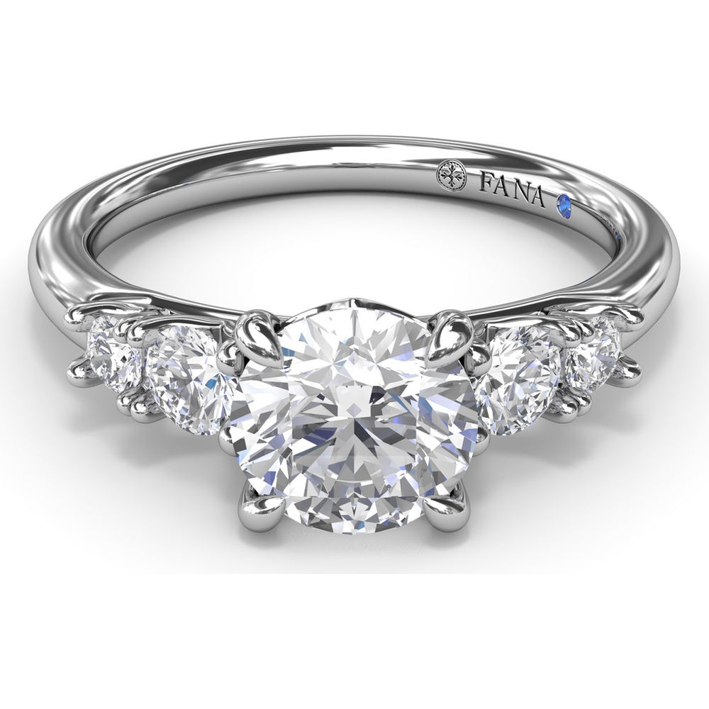 Engagement Ring Setting with Round Side Stones and Peek-A-Boo Diamond by Fana - 0.36 Carat Total Diamond Weight