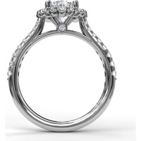 Engagement Ring Setting with Scalloped Round Diamond Halo and Pavé Band by Fana - 0.45 Carat Total Diamond Weight