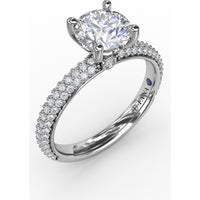 Engagement Ring Setting with Seamless Pavé Band and Round Diamond Profile by Fana - 0.51 Carat Total Diamond Weight