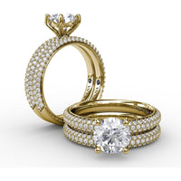 Engagement Ring Setting with Seamless Pavé Band and Round Diamond Profile by Fana - 0.51 Carat Total Diamond Weight
