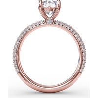 Engagement Ring Setting with Seamless Pavé Band and Round Diamond Profile by Fana - 0.51 Carat Total Diamond Weight