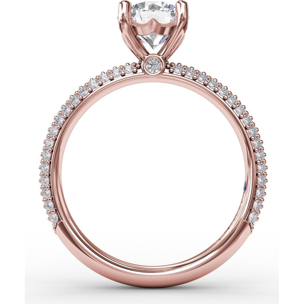 Engagement Ring Setting with Seamless Pavé Band and Round Diamond Profile by Fana - 0.51 Carat Total Diamond Weight