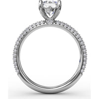 Engagement Ring Setting with Seamless Pavé Band and Round Diamond Profile by Fana - 0.51 Carat Total Diamond Weight