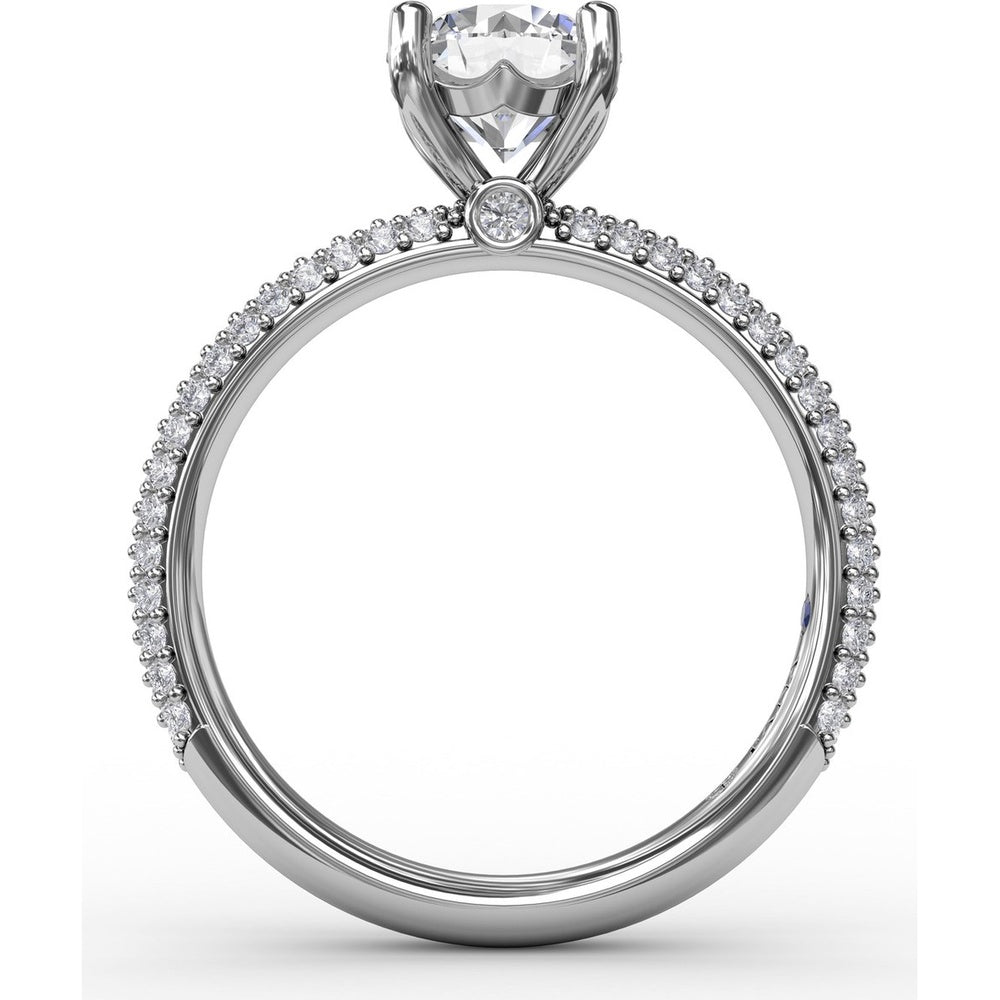 Engagement Ring Setting with Seamless Pavé Band and Round Diamond Profile by Fana - 0.51 Carat Total Diamond Weight