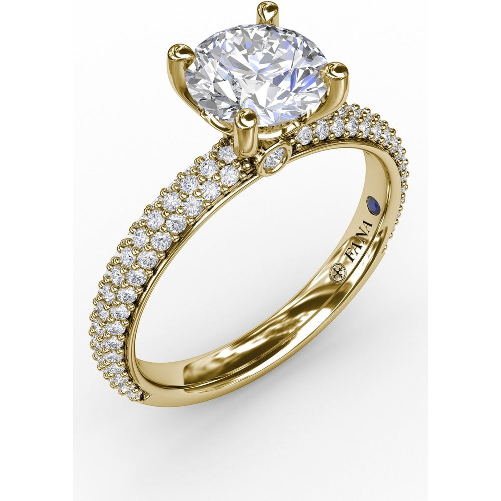 Engagement Ring Setting with Seamless Pavé Band and Round Diamond Profile by Fana - 0.51 Carat Total Diamond Weight