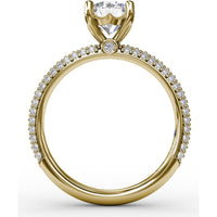 Engagement Ring Setting with Seamless Pavé Band and Round Diamond Profile by Fana - 0.51 Carat Total Diamond Weight