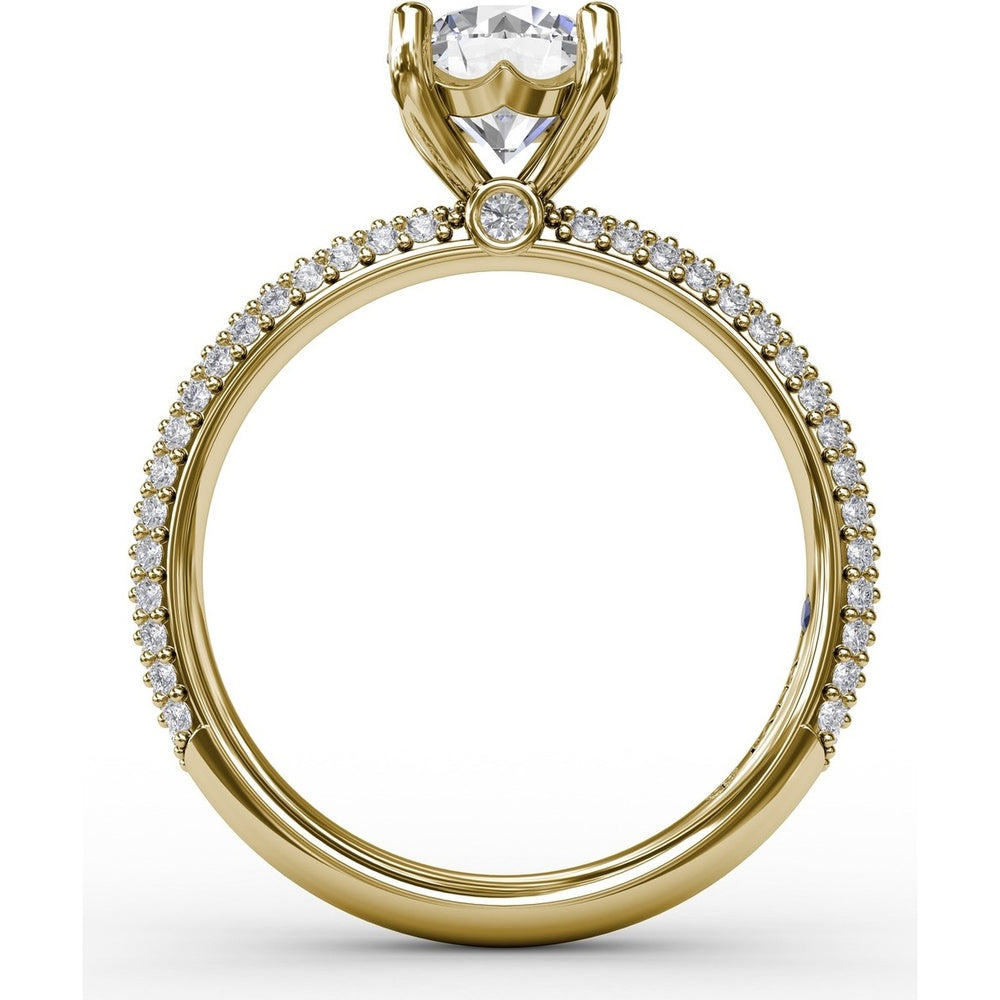 Engagement Ring Setting with Seamless Pavé Band and Round Diamond Profile by Fana - 0.51 Carat Total Diamond Weight
