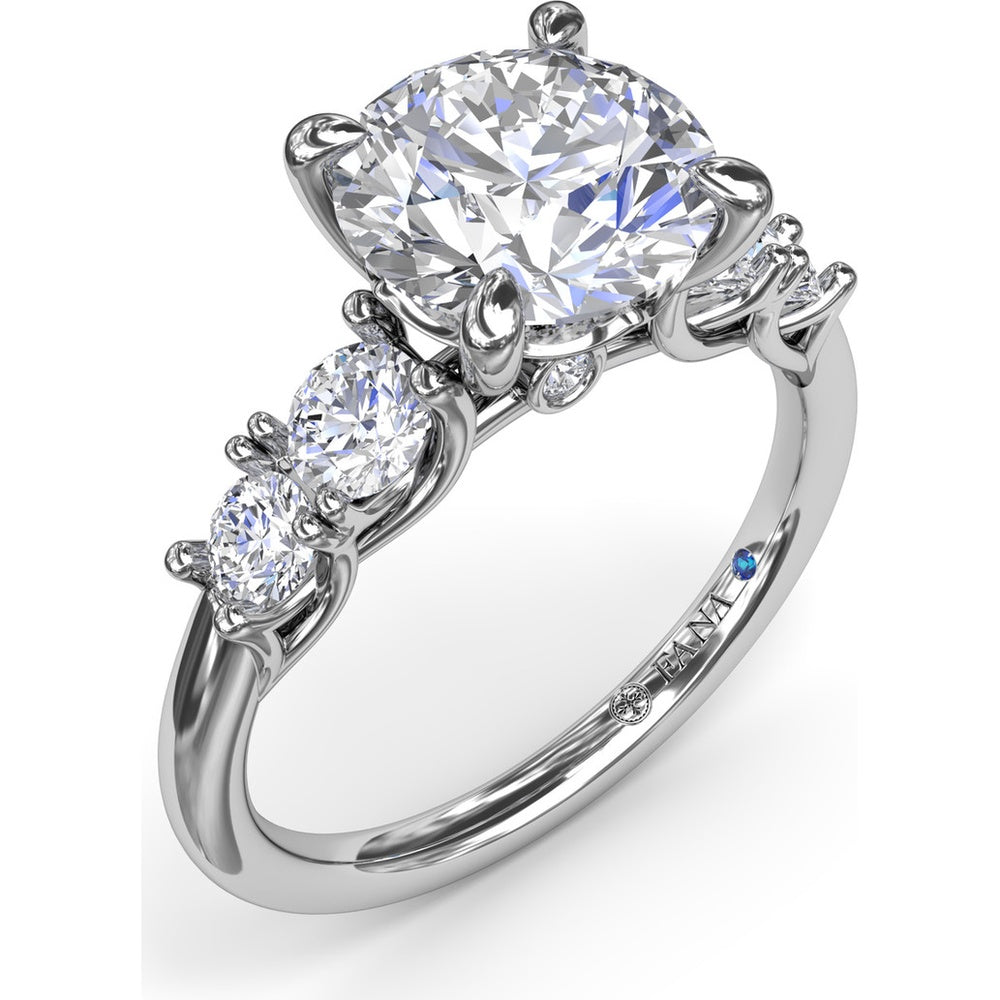 Engagement Ring Setting with Shared-Prong Round Diamond Accents by Fana - 0.55 Carat Total Diamond Weight