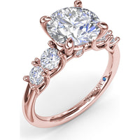 Engagement Ring Setting with Shared-Prong Round Diamond Accents by Fana - 0.55 Carat Total Diamond Weight