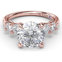 Engagement Ring Setting with Shared-Prong Round Diamond Accents by Fana - 0.55 Carat Total Diamond Weight