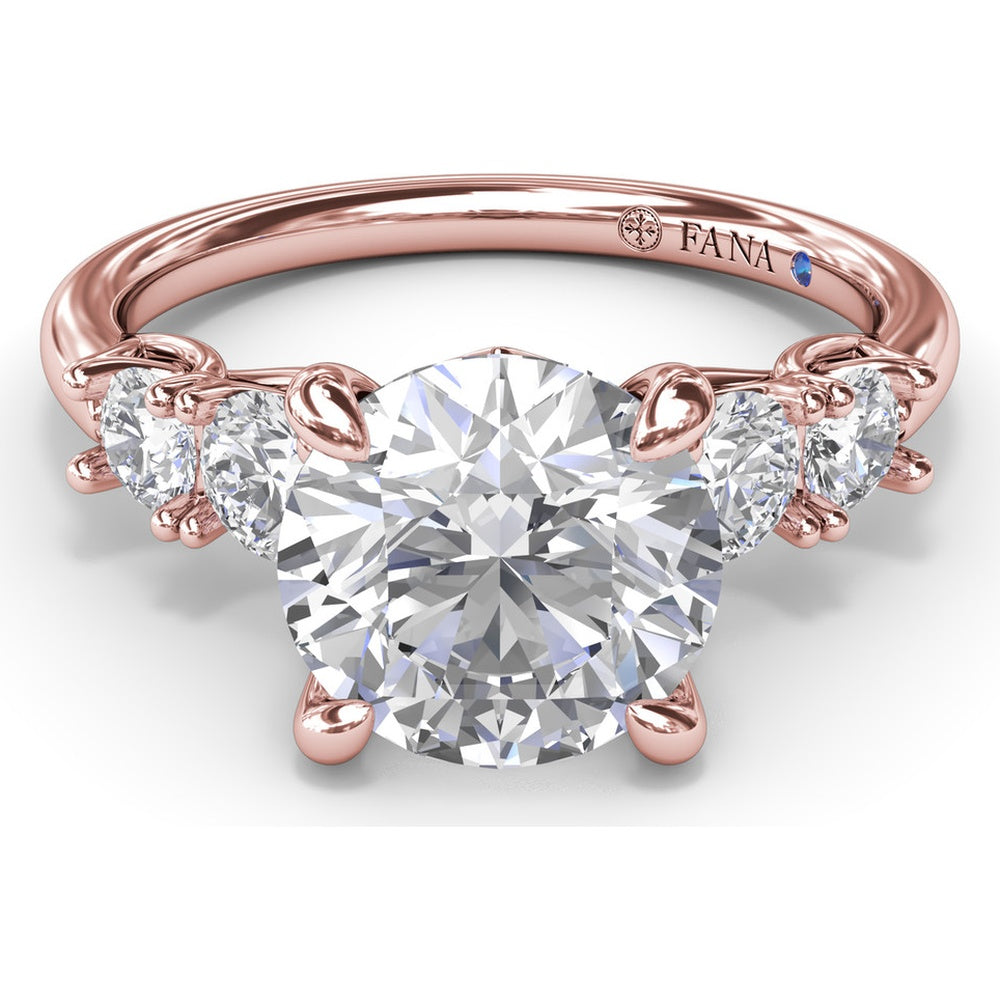 Engagement Ring Setting with Shared-Prong Round Diamond Accents by Fana - 0.55 Carat Total Diamond Weight