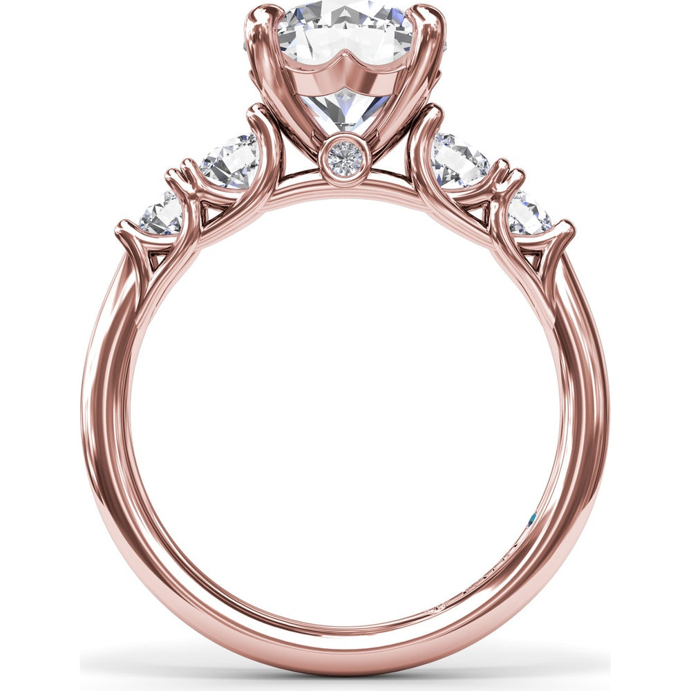 Engagement Ring Setting with Shared-Prong Round Diamond Accents by Fana - 0.55 Carat Total Diamond Weight