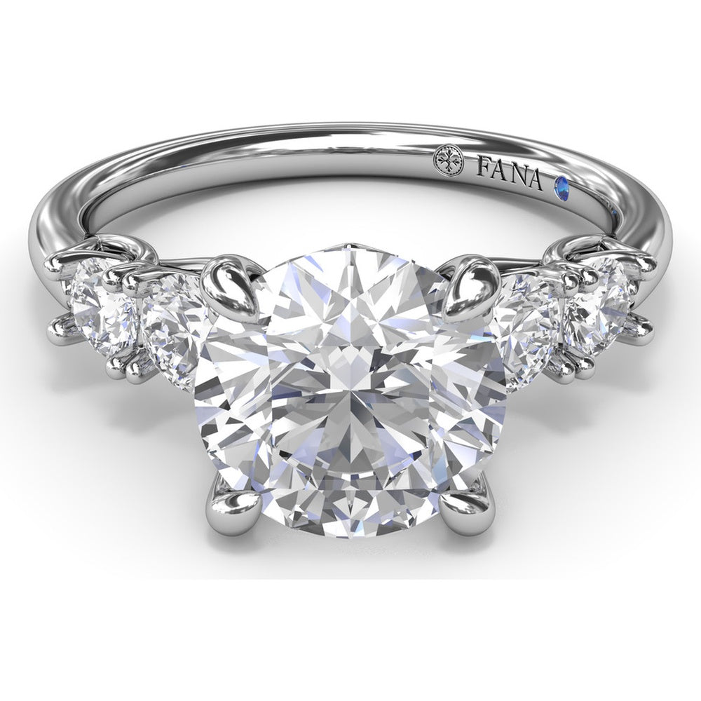 Engagement Ring Setting with Shared-Prong Round Diamond Accents by Fana - 0.55 Carat Total Diamond Weight