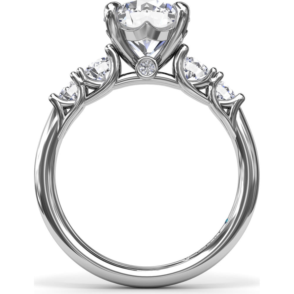 Engagement Ring Setting with Shared-Prong Round Diamond Accents by Fana - 0.55 Carat Total Diamond Weight