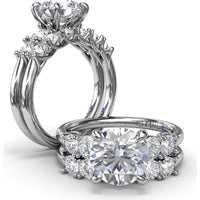 Engagement Ring Setting with Shared-Prong Round Diamond Accents by Fana - 0.55 Carat Total Diamond Weight