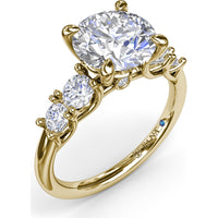 Engagement Ring Setting with Shared-Prong Round Diamond Accents by Fana - 0.55 Carat Total Diamond Weight
