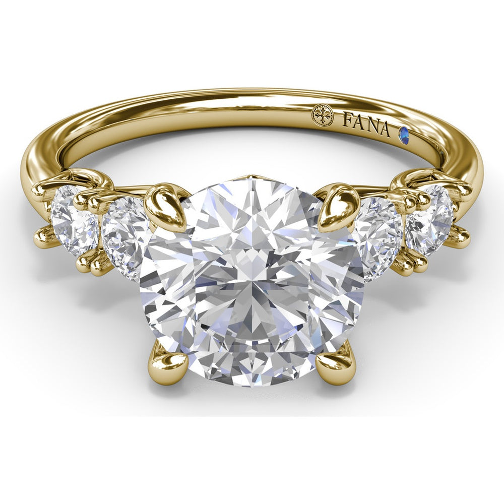 Engagement Ring Setting with Shared-Prong Round Diamond Accents by Fana - 0.55 Carat Total Diamond Weight