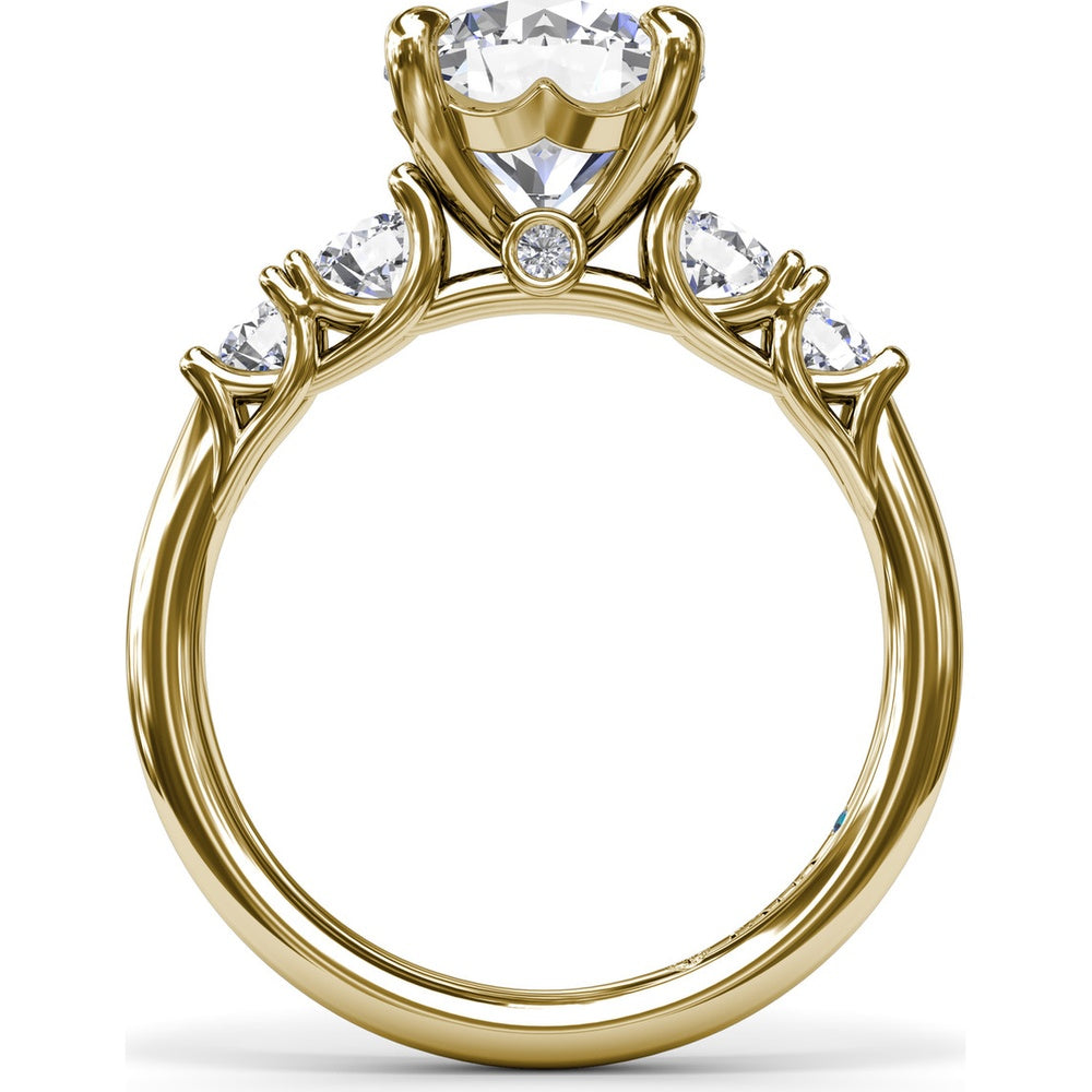 Engagement Ring Setting with Shared-Prong Round Diamond Accents by Fana - 0.55 Carat Total Diamond Weight