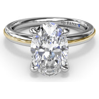 Engagement Ring Setting with Solitaire Shank and Pavé Detail for Oval Center Stone by Fana - 0.07 Carat Total Diamond Weight