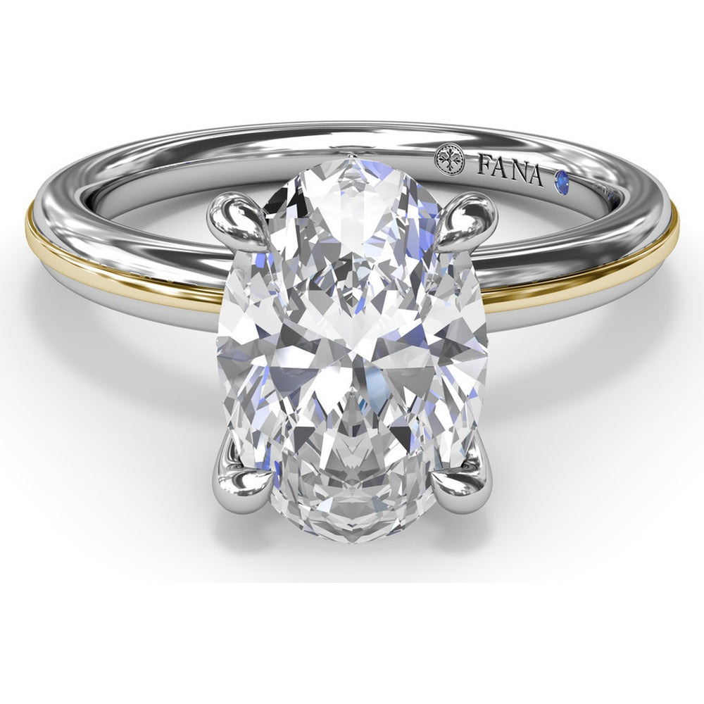 Engagement Ring Setting with Solitaire Shank and Pavé Detail for Oval Center Stone by Fana - 0.07 Carat Total Diamond Weight