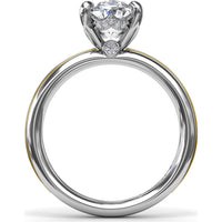 Engagement Ring Setting with Solitaire Shank and Pavé Detail for Oval Center Stone by Fana - 0.07 Carat Total Diamond Weight