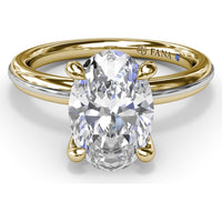 Engagement Ring Setting with Solitaire Shank and Pavé Detail for Oval Center Stone by Fana - 0.07 Carat Total Diamond Weight