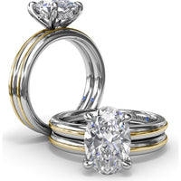 Engagement Ring Setting with Solitaire Shank and Pavé Detail for Oval Center Stone by Fana - 0.07 Carat Total Diamond Weight