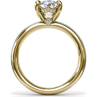 Engagement Ring Setting with Solitaire Shank and Pavé Detail for Oval Center Stone by Fana - 0.07 Carat Total Diamond Weight
