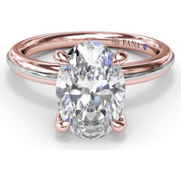 Engagement Ring Setting with Solitaire Shank and Pavé Detail for Oval Center Stone by Fana - 0.07 Carat Total Diamond Weight