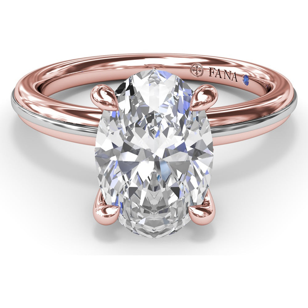 Engagement Ring Setting with Solitaire Shank and Pavé Detail for Oval Center Stone by Fana - 0.07 Carat Total Diamond Weight