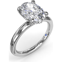 Engagement Ring Setting with Solitaire Shank and Pavé Detail for Oval Center Stone by Fana - 0.07 Carat Total Diamond Weight