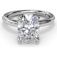 Engagement Ring Setting with Solitaire Shank and Pavé Detail for Oval Center Stone by Fana - 0.07 Carat Total Diamond Weight