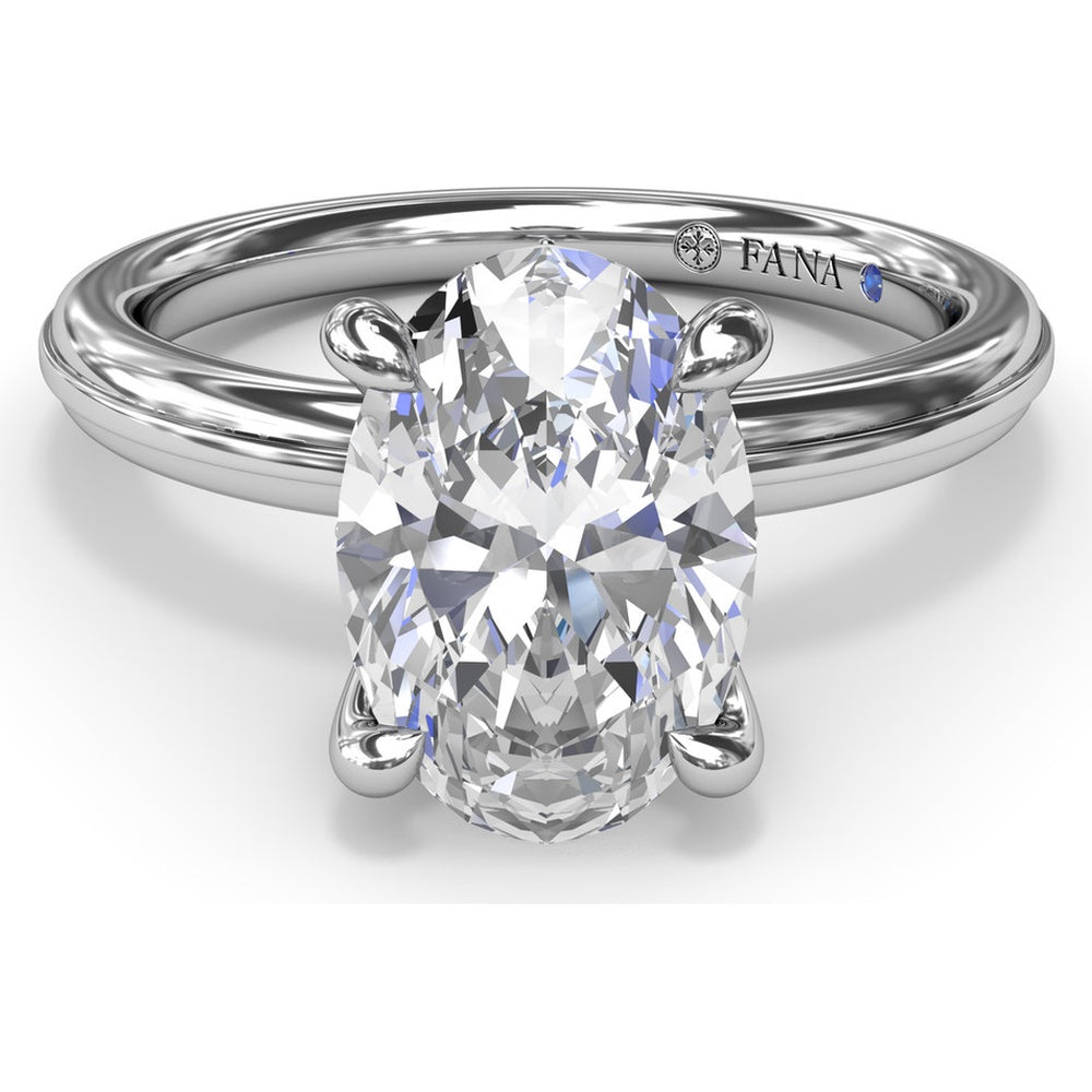 Engagement Ring Setting with Solitaire Shank and Pavé Detail for Oval Center Stone by Fana - 0.07 Carat Total Diamond Weight