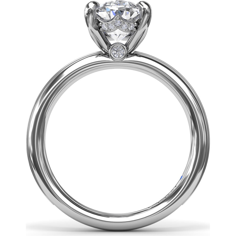 Engagement Ring Setting with Solitaire Shank and Pavé Detail for Oval Center Stone by Fana - 0.07 Carat Total Diamond Weight