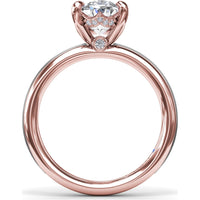 Engagement Ring Setting with Solitaire Shank and Pavé Detail for Oval Center Stone by Fana - 0.07 Carat Total Diamond Weight