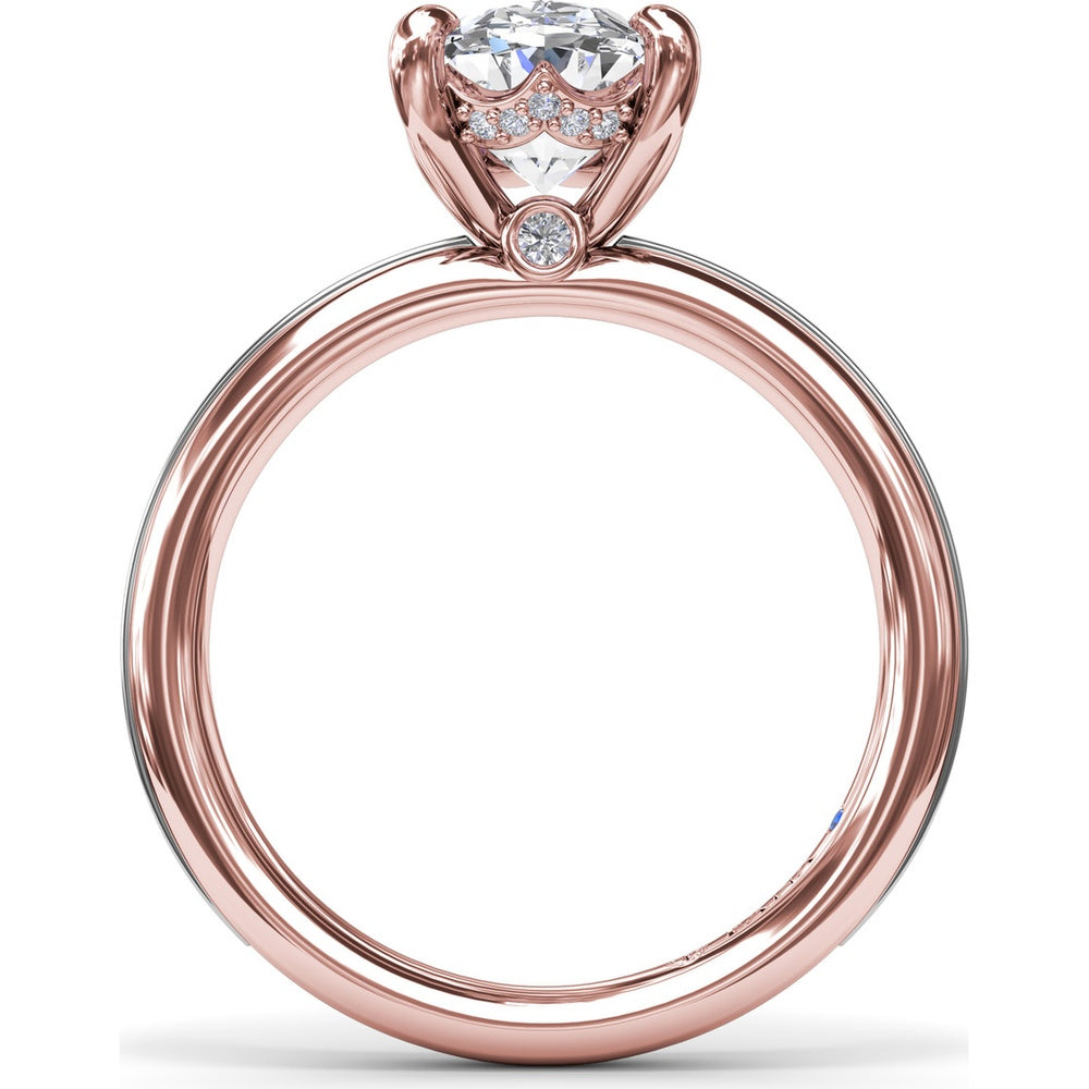 Engagement Ring Setting with Solitaire Shank and Pavé Detail for Oval Center Stone by Fana - 0.07 Carat Total Diamond Weight