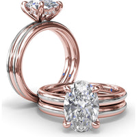 Engagement Ring Setting with Solitaire Shank and Pavé Detail for Oval Center Stone by Fana - 0.07 Carat Total Diamond Weight