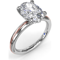 Engagement Ring Setting with Solitaire Shank and Pavé Detail for Oval Center Stone by Fana - 0.07 Carat Total Diamond Weight