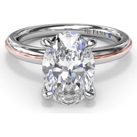 Engagement Ring Setting with Solitaire Shank and Pavé Detail for Oval Center Stone by Fana - 0.07 Carat Total Diamond Weight