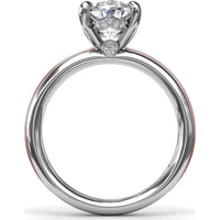 Engagement Ring Setting with Solitaire Shank and Pavé Detail for Oval Center Stone by Fana - 0.07 Carat Total Diamond Weight