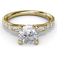Engagement Ring Setting with Tapered Baguette and Pavé Diamonds by Fana - 0.58 Carat Total Diamond Weight