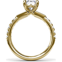 Engagement Ring Setting with Tapered Baguette and Pavé Diamonds by Fana - 0.58 Carat Total Diamond Weight