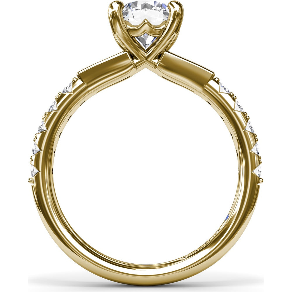 Engagement Ring Setting with Tapered Baguette and Pavé Diamonds by Fana - 0.58 Carat Total Diamond Weight