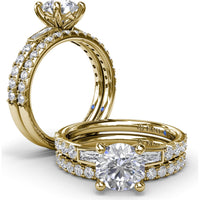 Engagement Ring Setting with Tapered Baguette and Pavé Diamonds by Fana - 0.58 Carat Total Diamond Weight