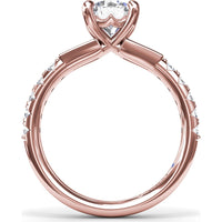 Engagement Ring Setting with Tapered Baguette and Pavé Diamonds by Fana - 0.58 Carat Total Diamond Weight